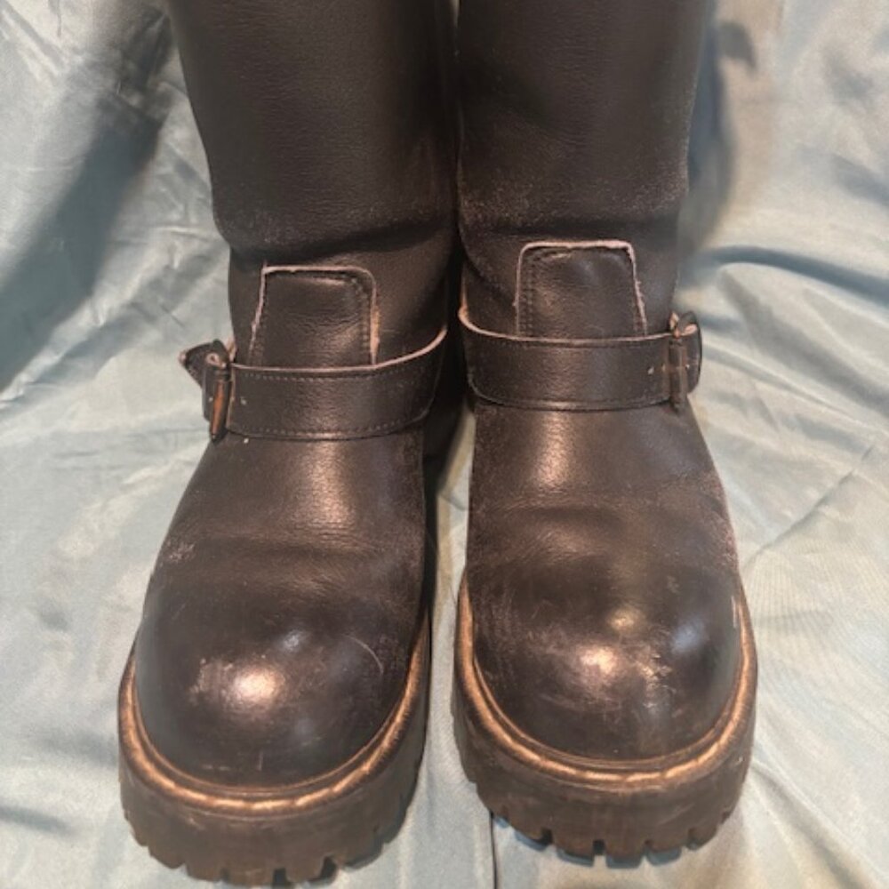 Black Moto Engineer Boots Vegetarian Made in England EU6 / Women's 8.5